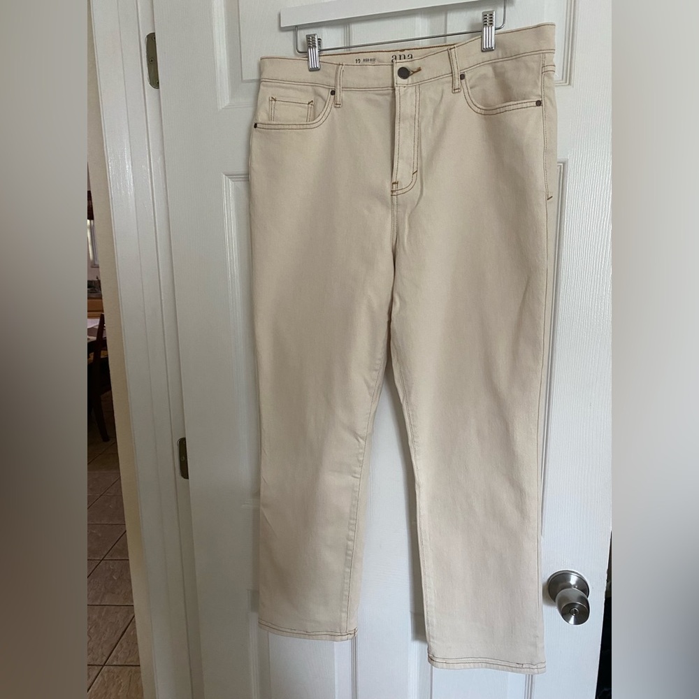 Ana Cream Straight-Leg Jeans size 12
